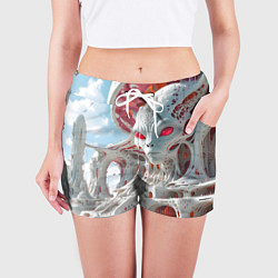 Шорты женские Инопланетный белый город, цвет: 3D-принт — фото 2
