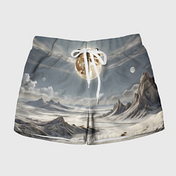 Шорты женские Луна и горы, цвет: 3D-принт