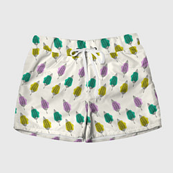 Шорты женские Листья на пятнах, цвет: 3D-принт