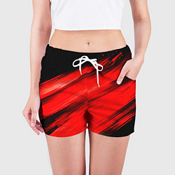 Шорты женские Красные мазги краски на черном, цвет: 3D-принт — фото 2