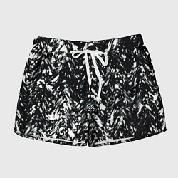 Женские шорты Искажённый пёстрый чёрно-белый