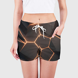 Шорты женские Серая текстура из сот, цвет: 3D-принт — фото 2