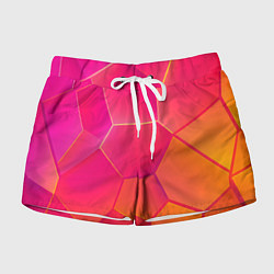 Шорты женские Розово-оранжевые плиты, цвет: 3D-принт