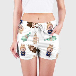 Шорты женские Много игрушек лабубу, цвет: 3D-принт — фото 2