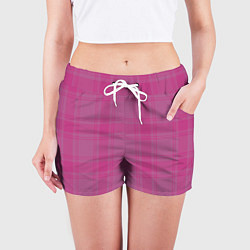 Шорты женские Checkered pink, цвет: 3D-принт — фото 2