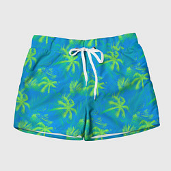 Шорты женские Palm light green light blue, цвет: 3D-принт