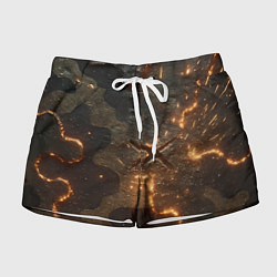 Шорты женские Искры в разломах на камуфляже, цвет: 3D-принт