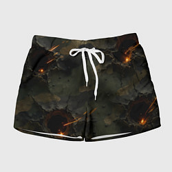 Шорты женские Огненные следы от пуль на камуфляже, цвет: 3D-принт