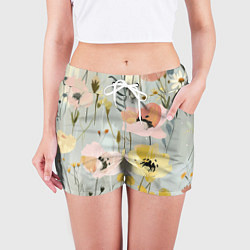 Шорты женские Цветы и цветочки, цвет: 3D-принт — фото 2