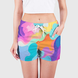 Шорты женские Разноцветные красивые облака, цвет: 3D-принт — фото 2