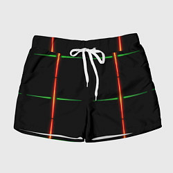 Шорты женские Color black green orange stripes, цвет: 3D-принт
