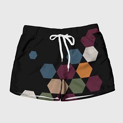 Шорты женские Honeycombs autumn colors, цвет: 3D-принт