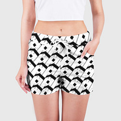 Шорты женские Три буквы: чёрные, цвет: 3D-принт — фото 2