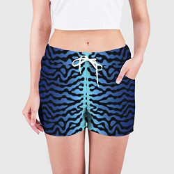 Шорты женские Скумбрия синяя текстура, цвет: 3D-принт — фото 2