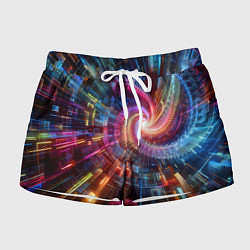 Шорты женские Fractal neon spiral - ai art fantasy, цвет: 3D-принт