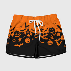 Женские шорты Хэллоуин тыквы и призраки