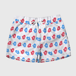 Шорты женские Голубые и красные варежки, цвет: 3D-принт