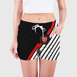 Шорты женские Арсенал геометрия полосы, цвет: 3D-принт — фото 2