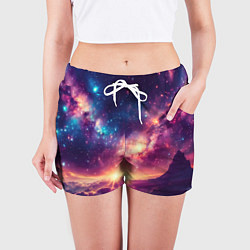 Шорты женские Фантастический космос вид с планеты, цвет: 3D-принт — фото 2