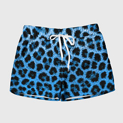 Шорты женские Леопардовый голубой, цвет: 3D-принт