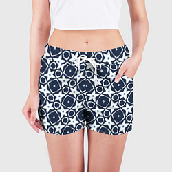 Шорты женские Звезды и ромбы на синем, цвет: 3D-принт — фото 2