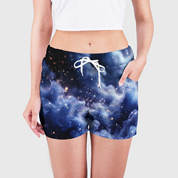 Шорты женские Волшебная дымка тёмно-синий с искрами, цвет: 3D-принт — фото 2