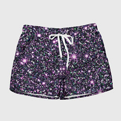 Шорты женские Имитация блестящих пайеток тёмно-фиолетовый, цвет: 3D-принт