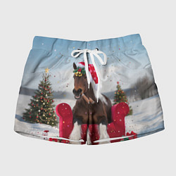 Женские шорты Новогодний конь