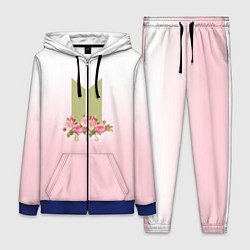 Женский 3D-костюм BTS: Pink Flowers, цвет: 3D-синий