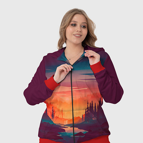 Женский костюм Minimal forest sunset / 3D-Красный – фото 3