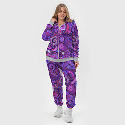 Женский 3D-костюм Фиолетовый этнический дудлинг, цвет: 3D-меланж — фото 2