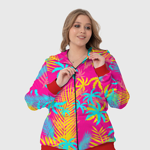 Женский костюм НЕОНОВЫЕ ПАЛЬМЫ НЕОН NEON / 3D-Красный – фото 3