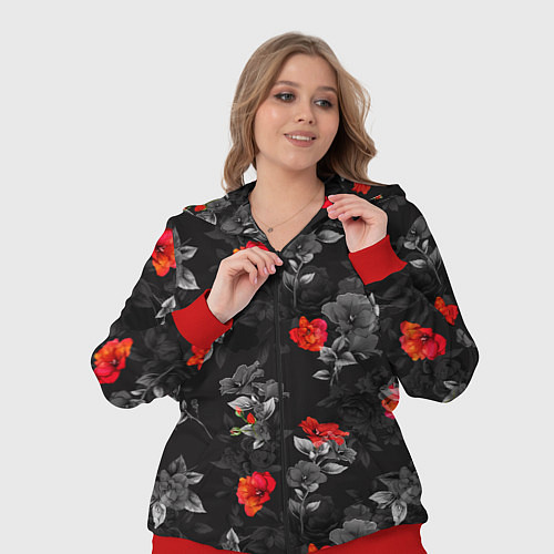 Женский костюм Красные цветы / 3D-Красный – фото 3