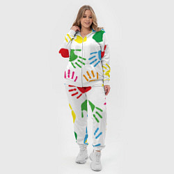Женский 3D-костюм Цветные ладошки - Детский узор, цвет: 3D-белый — фото 2