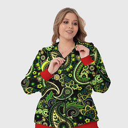 Женский 3D-костюм Ярко зеленые славянские узоры, цвет: 3D-красный — фото 2