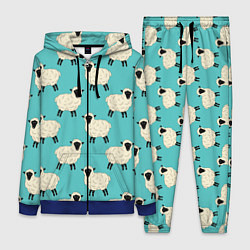 Женский костюм Овечки паттерн на бирюзовом