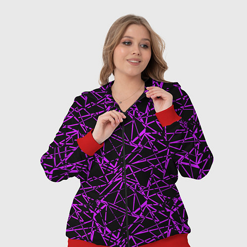 Женский костюм Фиолетово-черный абстрактный узор / 3D-Красный – фото 3