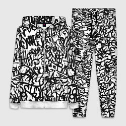 Женский 3D-костюм Graffiti black on white, цвет: 3D-белый