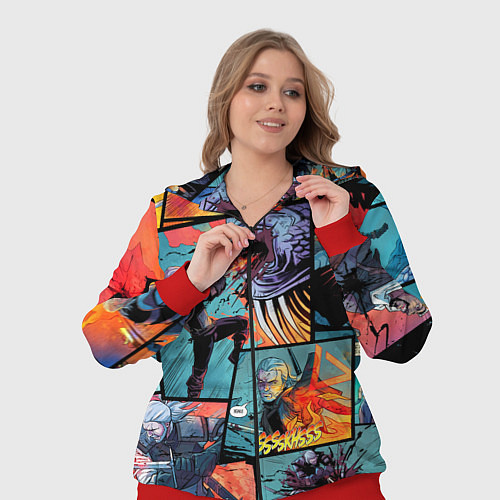 Женский костюм Ведьмак The Witcher комикс / 3D-Красный – фото 3