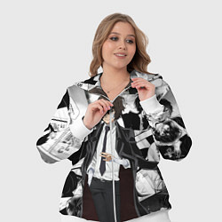 Женский 3D-костюм Дазай Осаму на фоне манги, цвет: 3D-белый — фото 2