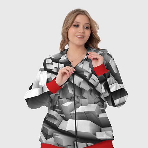 Женский костюм Геометрическая объёмная абстракция / 3D-Красный – фото 3