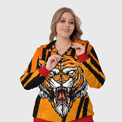 Женский 3D-костюм Разгневанный тигр голова, цвет: 3D-красный — фото 2