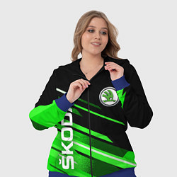 Женский 3D-костюм ШКОДА ЧЕРНО ЗЕЛЕНЫЕ ПОЛОСЫ, цвет: 3D-синий — фото 2