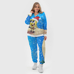 Женский 3D-костюм НОВОГОДНИЙ ГУБКА БОБ КВАДРАТНЫЕ ШТАНЫ, цвет: 3D-белый — фото 2