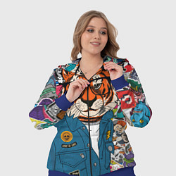 Женский 3D-костюм Стикербомбинг с тигром, цвет: 3D-синий — фото 2