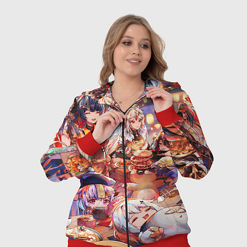 Женский костюм Новый год в геншин импакте все герои / 3D-Красный – фото 3