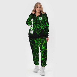 Женский 3D-костюм Skoda: Неоновые трещины, цвет: 3D-черный — фото 2