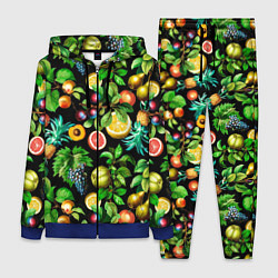 Женский 3D-костюм Сочные фрукты - персик, груша, слива, ананас, цвет: 3D-синий