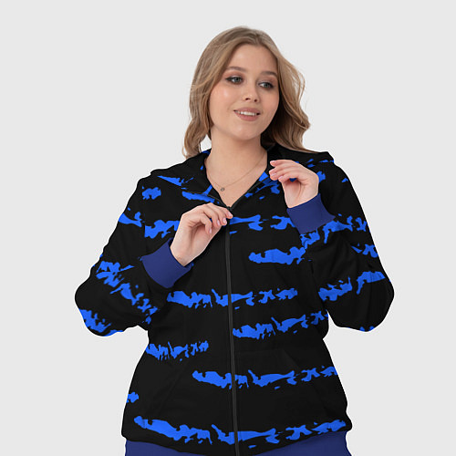 Женский костюм Полосатый синий с черным как водяной тигр / 3D-Синий – фото 3
