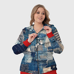 Женский 3D-костюм Patchwork Jeans Осень Зима 2023, цвет: 3D-красный — фото 2